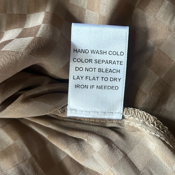 LE LIS Satin Check Button Shirt Mini Skirt Preppy Minimalist 2 Piece Set Size S - Picture 14 of 15